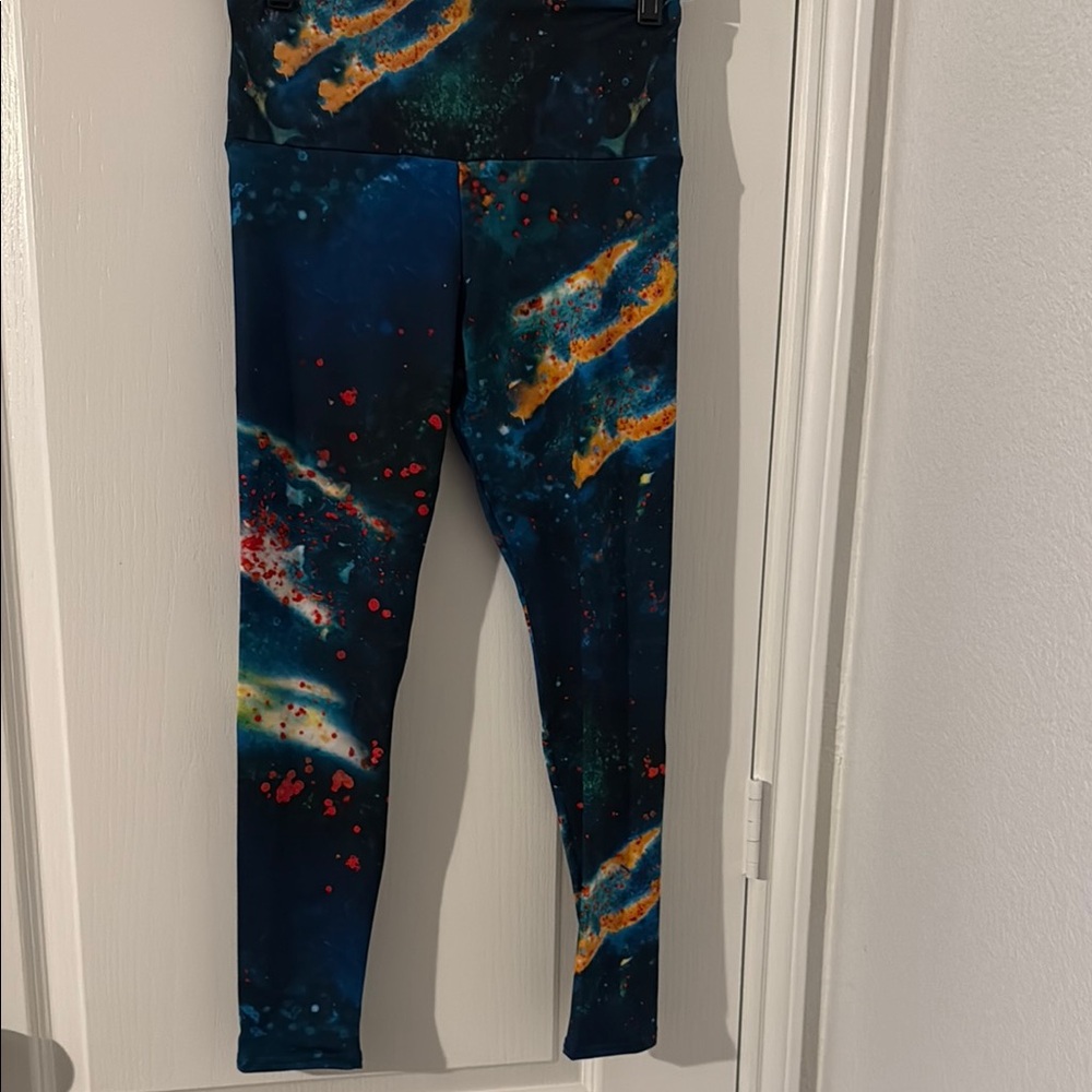 Blue and Orange High-Waisted Leggings
